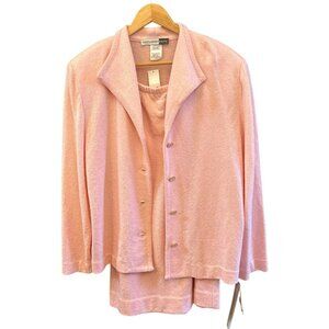 Vintage Castleberry Knits Pink Knit Suit Set Size 20 Deadstock Ultrafeminine